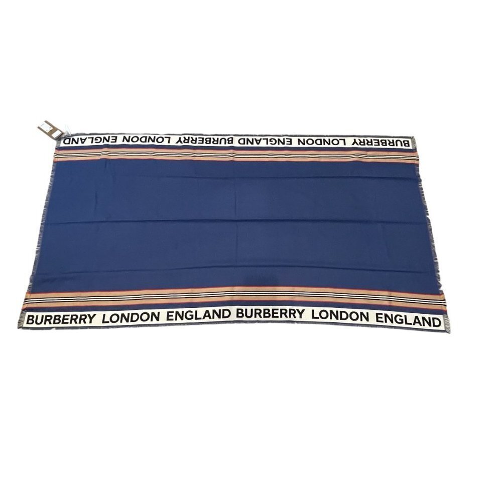 Burberry England Striped Blue Heritage  Scarf, 185cm X 100cm, XL size - Picture 7 of 16
